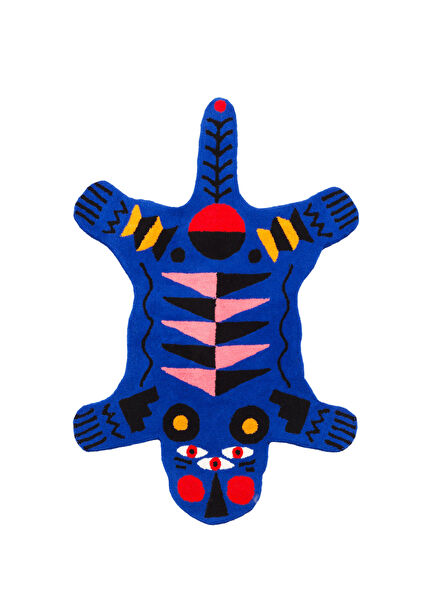 Oggian Blue Panter Çocuk Odası Halı 96 x 150 cm