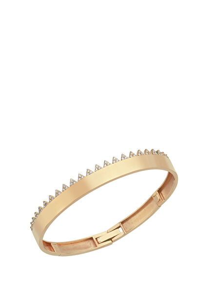 Pırlantalı Kelepçe Formlu Kadın Altın Bileklik