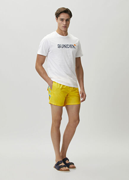 Yellow Waist Corded Shorts