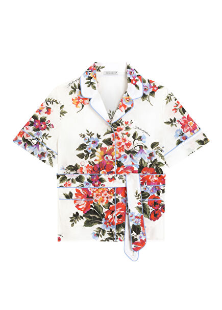 Multicolored Floral Print Girl's Shirt