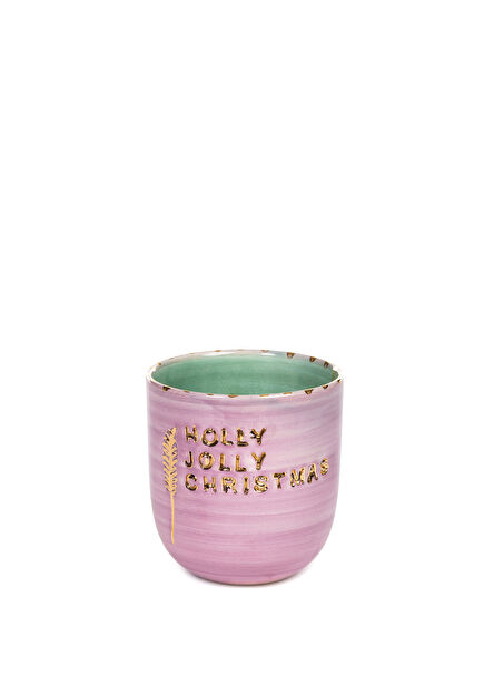 Xmas Holly Jolly Christmas Lilac Ceramic Handleless Mug