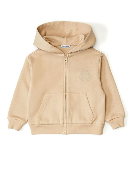 Bej Kapüşonlu Erkek Çocuk Sweatshirt