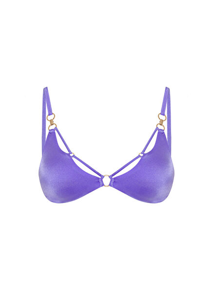 Lila Siren Halka Detaylı Kadın Bikini Üstü
