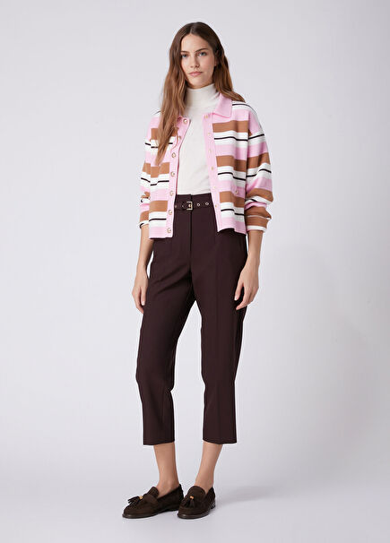 Plum Belted Carrot Pants