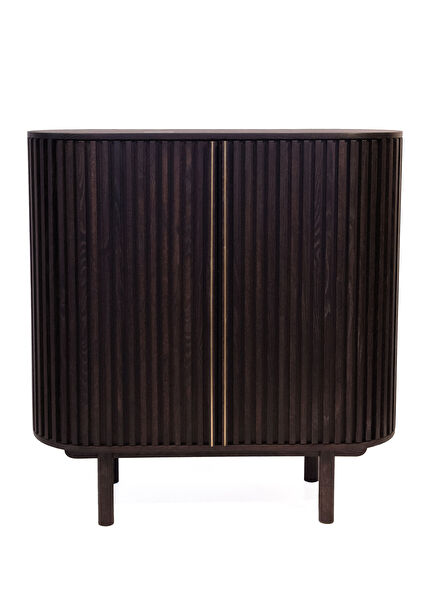 Docia Cellar Series Dark Solid Oak Bar Cabinet