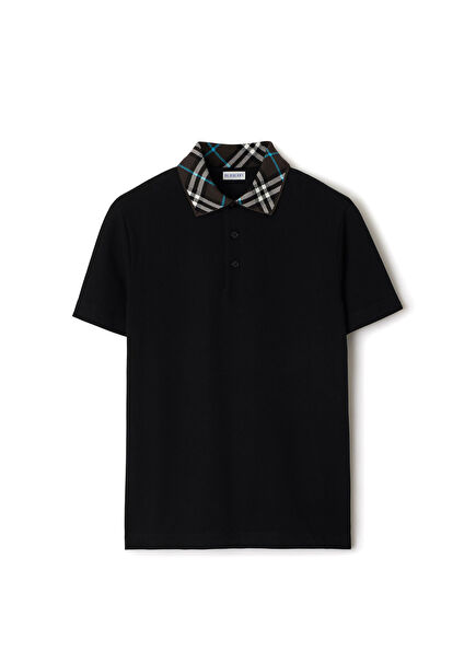 For Siyah Pamuklu Kısa Kollu Polo Yaka Erkek T-Shirt