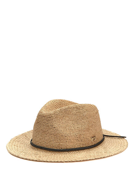 Bej İnce Kemerli Kadın Hasır Şapka