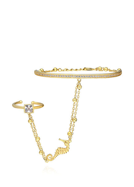 Sea Horse 18 Carat Gold Plated Hand Harness