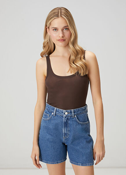 Kahverengi İnce Ribanalı Atlet