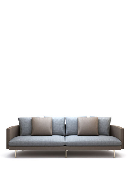 Style Gri Kahve Deri Üçlü Kanepe