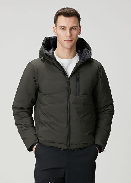 Lodge Koyu Yeşil Kapüşonlu Puff Mont