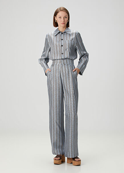 Blue Monogram Silk Pants