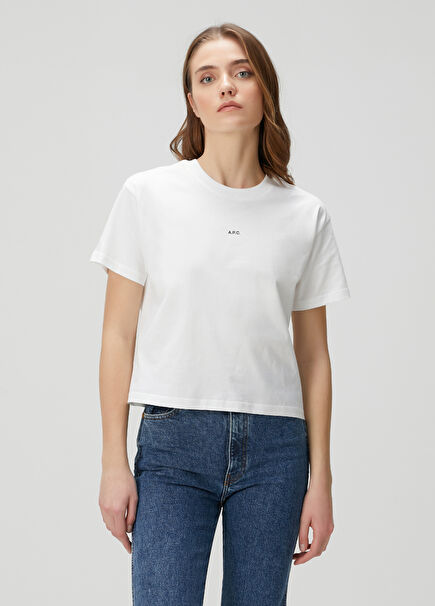 Boxy White Logo Printed T-Shirt