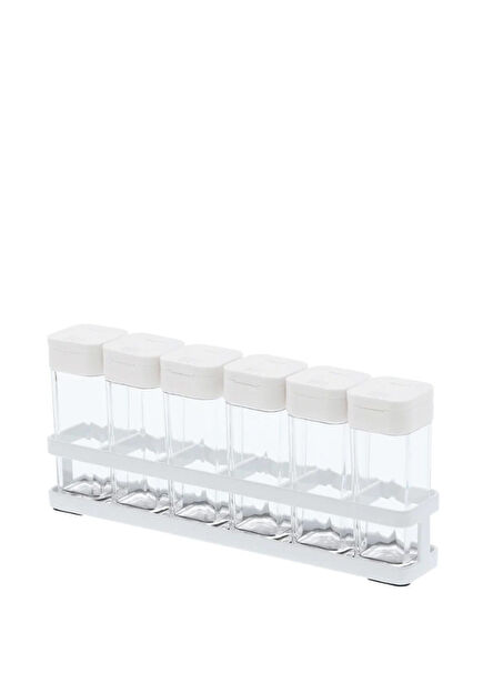 6-Pack Transparent Spice Bottle and Rack