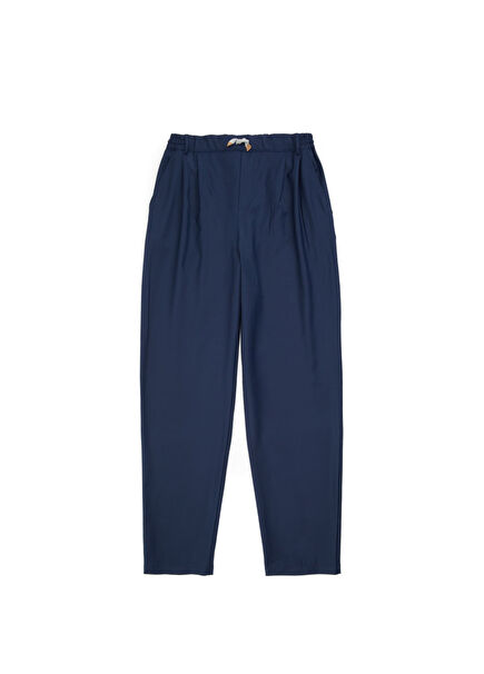 Navy Blue Pleated Boy's Wool Trousers