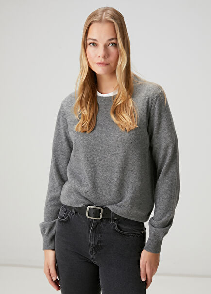 Gri Melanj Kaşmir Kazak