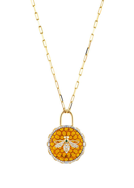 Honeycomb Citrine Kadın Altın Kolye