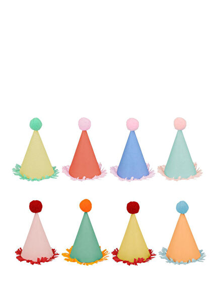 Animal Parade Hats 8-Pack Mini Pom Pom Party Hats