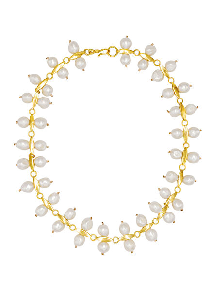 Grace Pearl Chocker 22K Gold Plated Women's Necklace