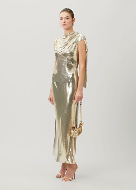 Gold Midi Abiye Etek