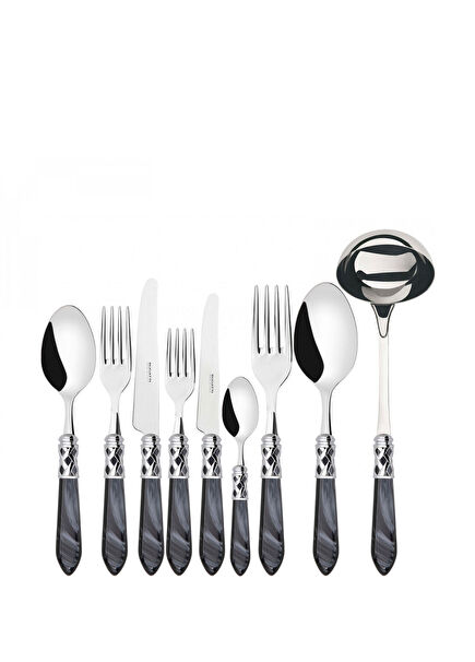Aladdin Black Silver 75 Piece Fork Spoon Knife Set