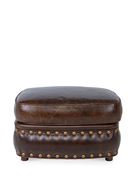 Dorset-I Brown Leather Pouf