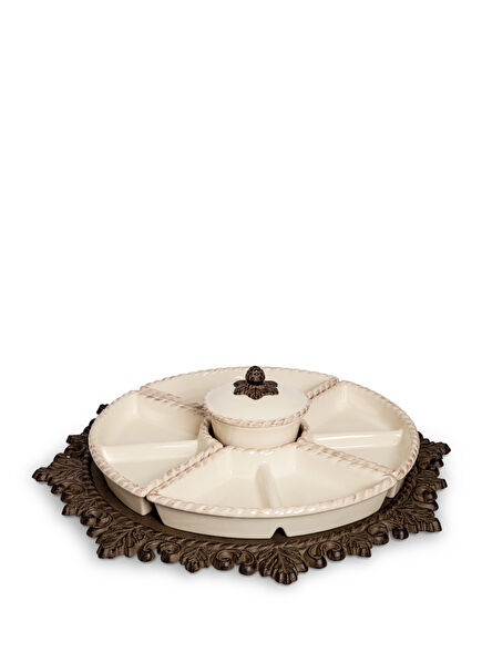 Acanthus Cream Ceramic Breakfast Bowls Lazy Susan