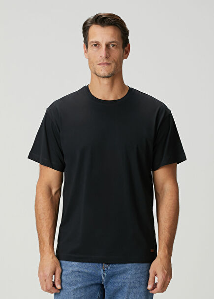 Siyah Mısır Pamuklu Oversized T-shirt