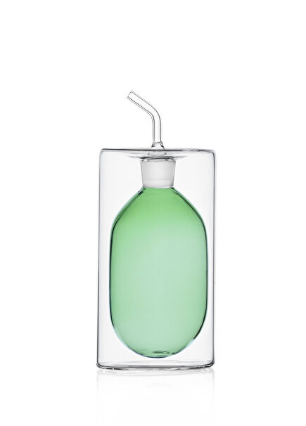 Cilindro Double Wall Green Borosilicate Glass Oil Bottle