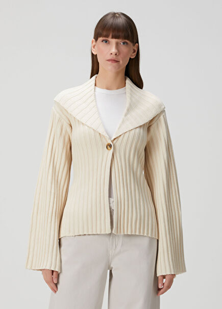 Krem Ribli Yün Hırka