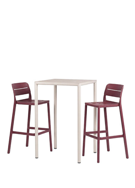 Cassia Piave Burgundy Garden Bar Table and Chair Set