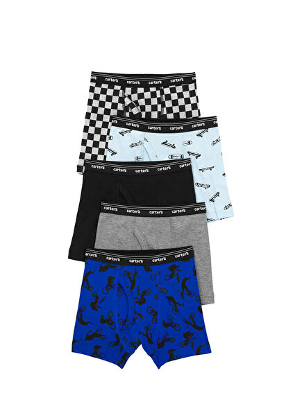 Patterned Boys' 5-Piece Boxer Set