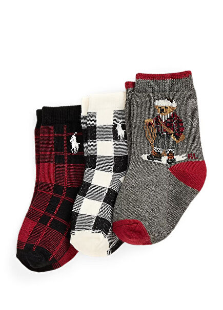 3lü Çok Renkli Erkek Bebek Çorap Seti