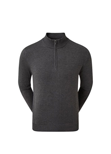 FootJoy Yün Karışımı Yarım Fermuarlı Astarlı Golf Kazağı Charcoal 90212