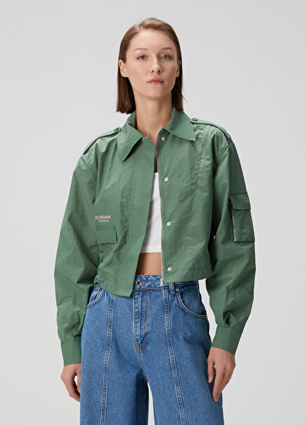 Khaki Oversized Bomber Jacket