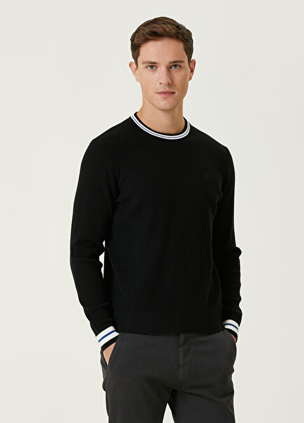 Black Knit Textured Sweater