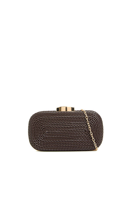 Kahverengi Gold Tokalı Kadın Clutch
