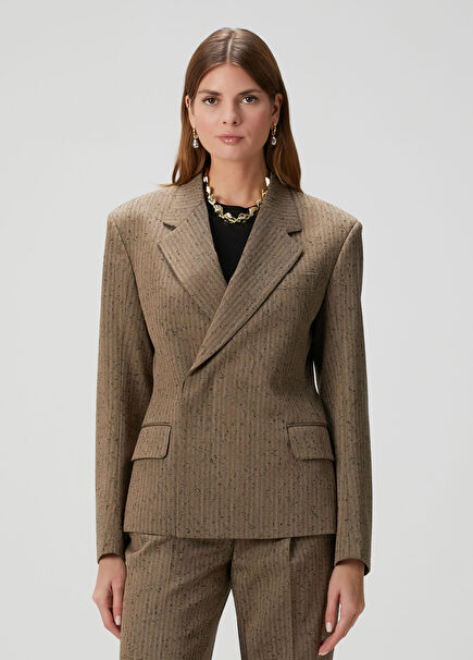Luna Brown Striped Wool Jacket