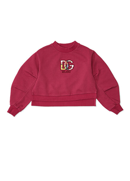 Burgundy Logo Detailed Girls Sweatshirt