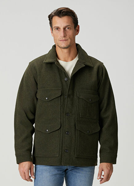 Dark Green Wool Overshirt