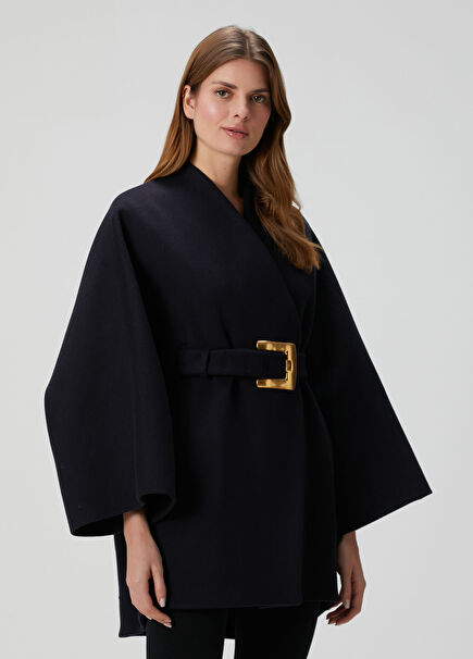 Navy Blue Wool Coat