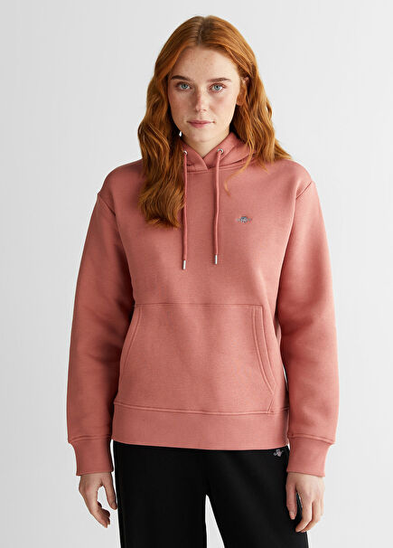 Pembe Relaxed Fit Kapüşonlu Kadın Sweatshirt