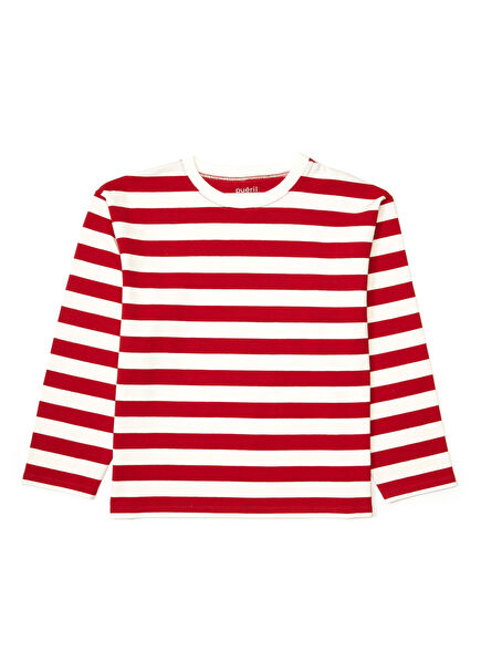 Kırmızı Beyaz Çizgili Kız Çocuk T-shirt