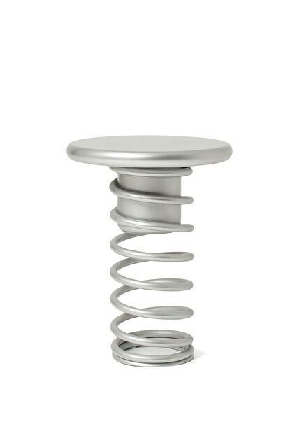 Twist Silver Metal Stool with Wooden Top