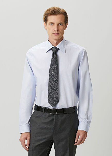 Custom Fit Blue Classic Collar Gingham Shirt