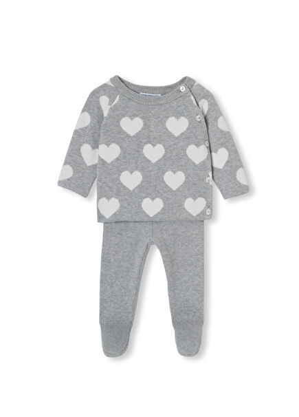 Gri Pamuklu Kız Bebek 2'li Takım