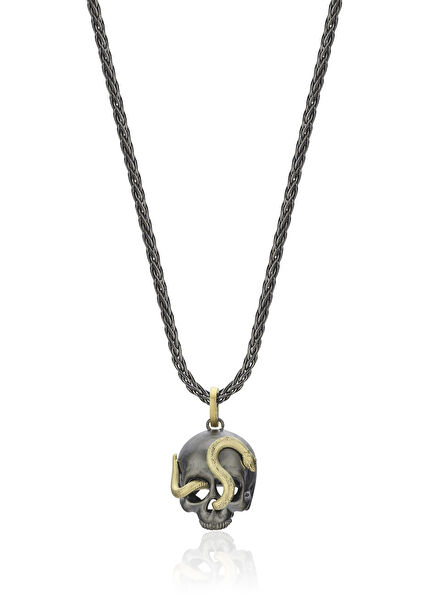 Skull & Snake Y 925 Ayar Gümüş Erkek Kolye