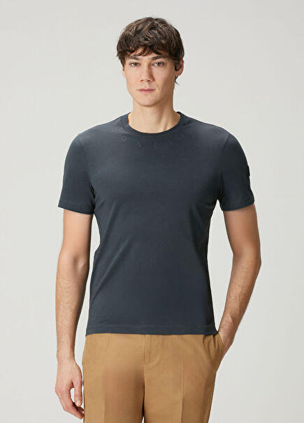 Dark Blue Logo Collar T-Shirt