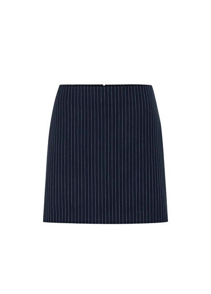 Elizabeth White Striped Navy Blue Women's Mini Skirt