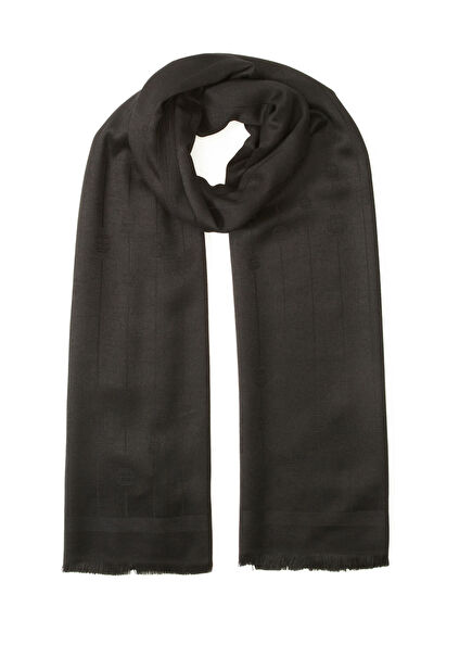 Siyah Logo Desenli Kadın Şal